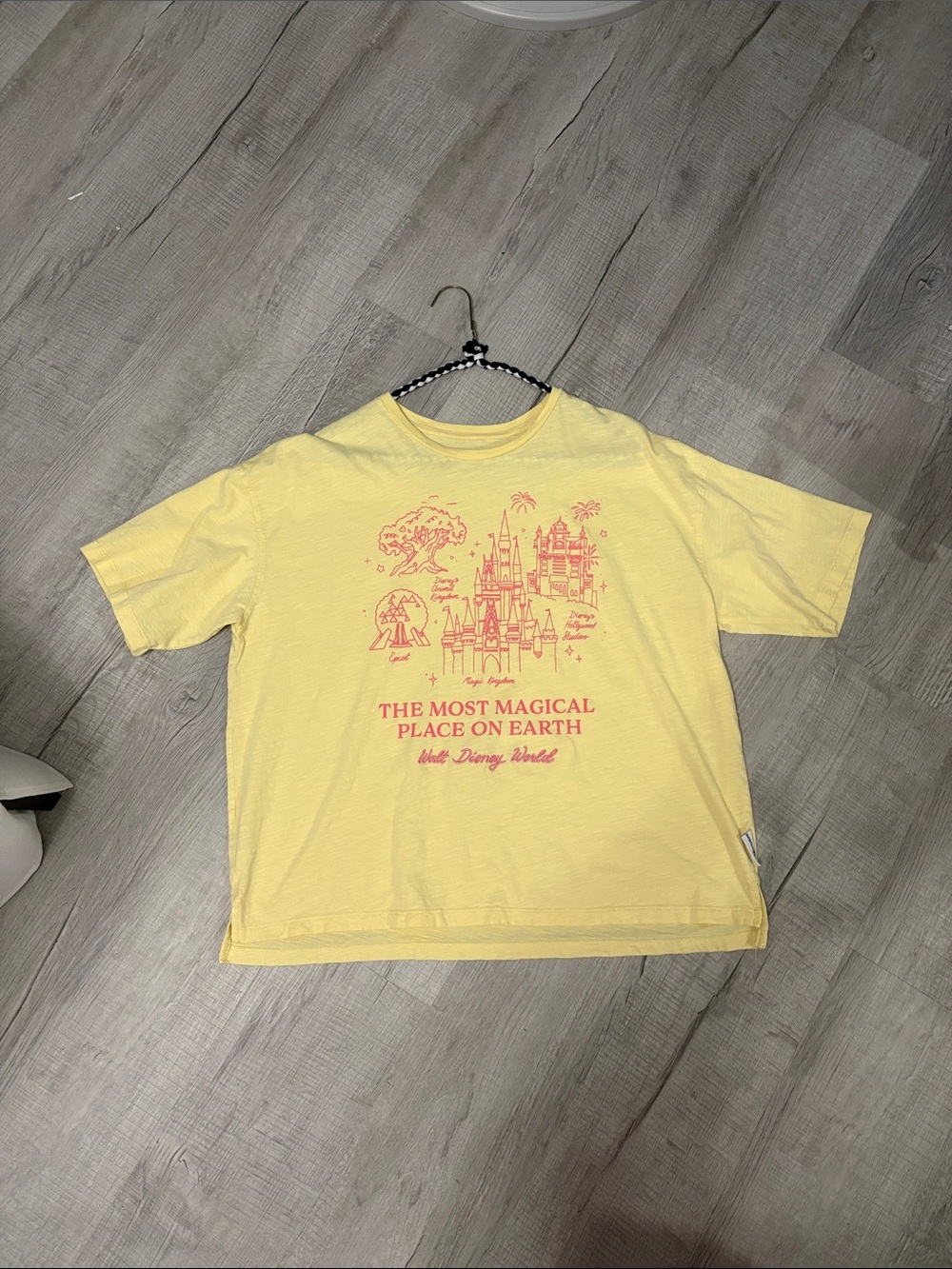 Disney Yellow Tee with Pink Castle Graphic